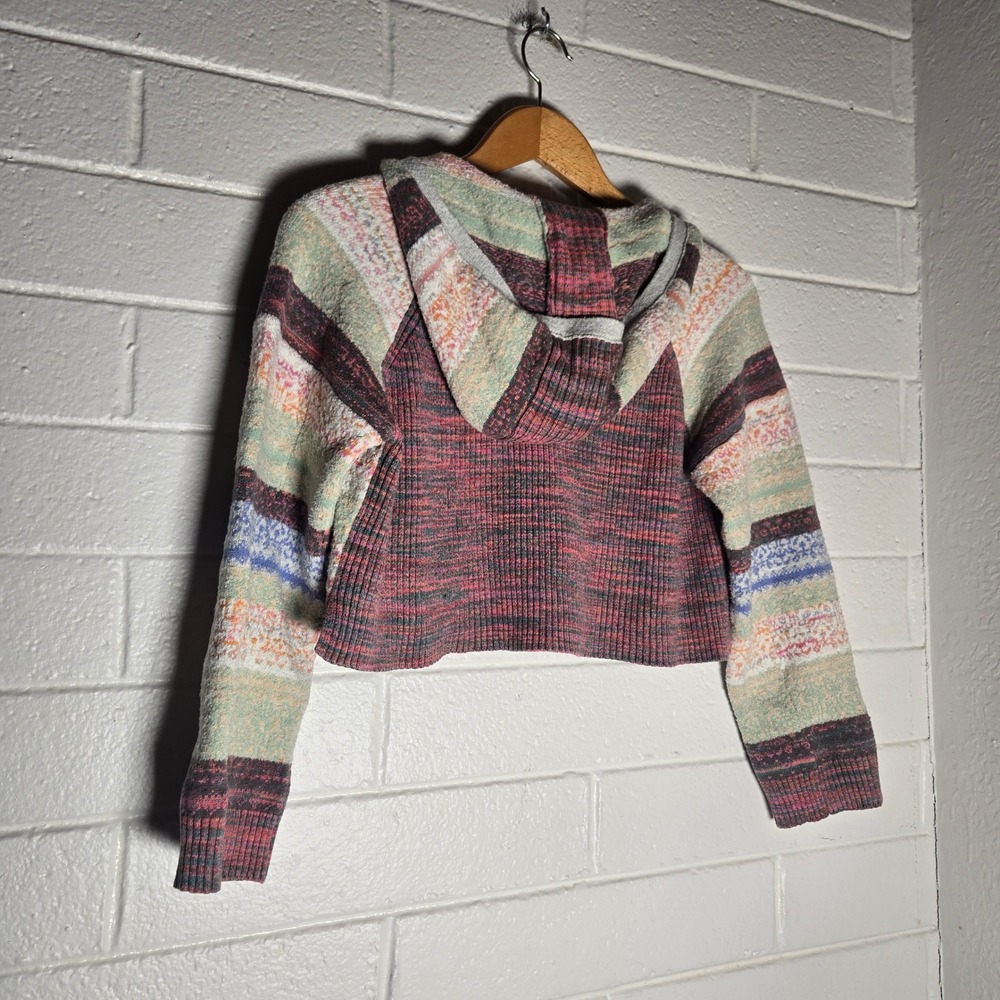 Daily Practice Anthropologie XS Cropped Fair Isle Knit Hoodie Sweater Hippie - Picture 6 of 6